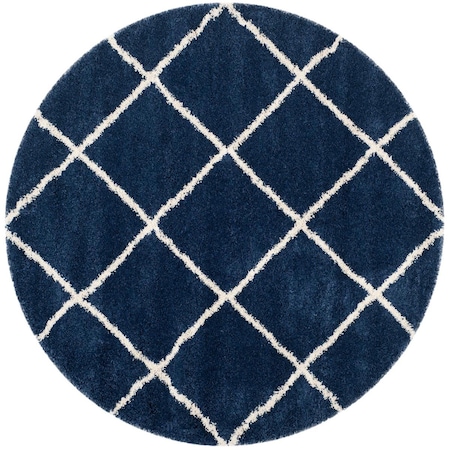 Safavieh Hudson Shag Power Loomed Round RugNavy & Ivory 7 x 7 ft. SGH281C-7R